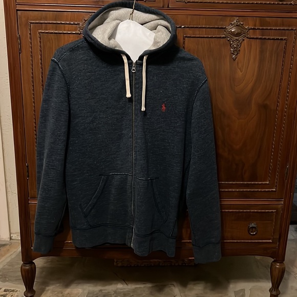 Dark blue zip up hoodie Mens Large - Picture 5 of 7